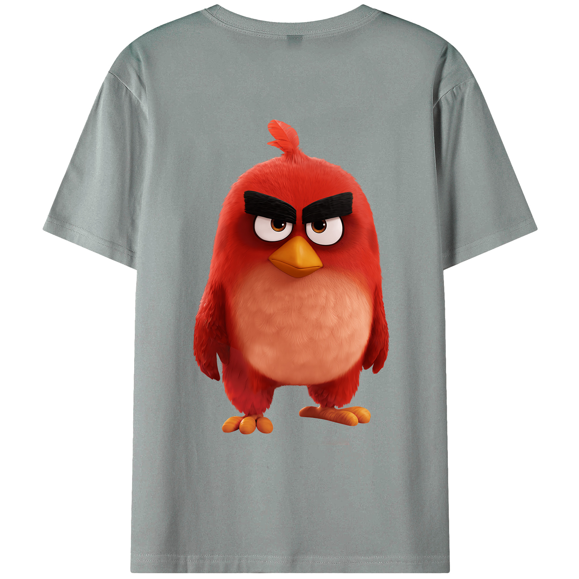（画像用） Angry Birds アングリーバード 綿100％ メンズ半袖Tシャツ（バックプリント） 通気性